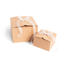 Obrázok Dárková krabice s mašlí - hnědá s bílými tečkami